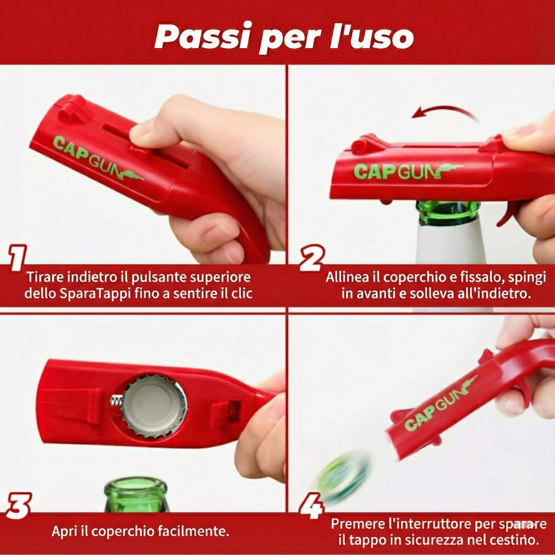 Sparatappi™ – Apribottiglie a Pistola che Spara i Tappi